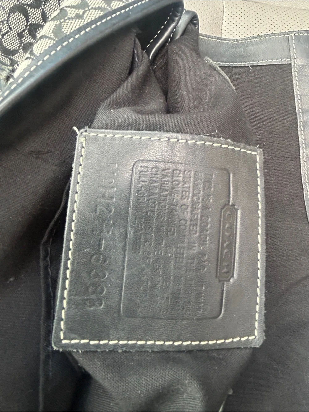 Coach Black and Gray Signature Canvas Satchel